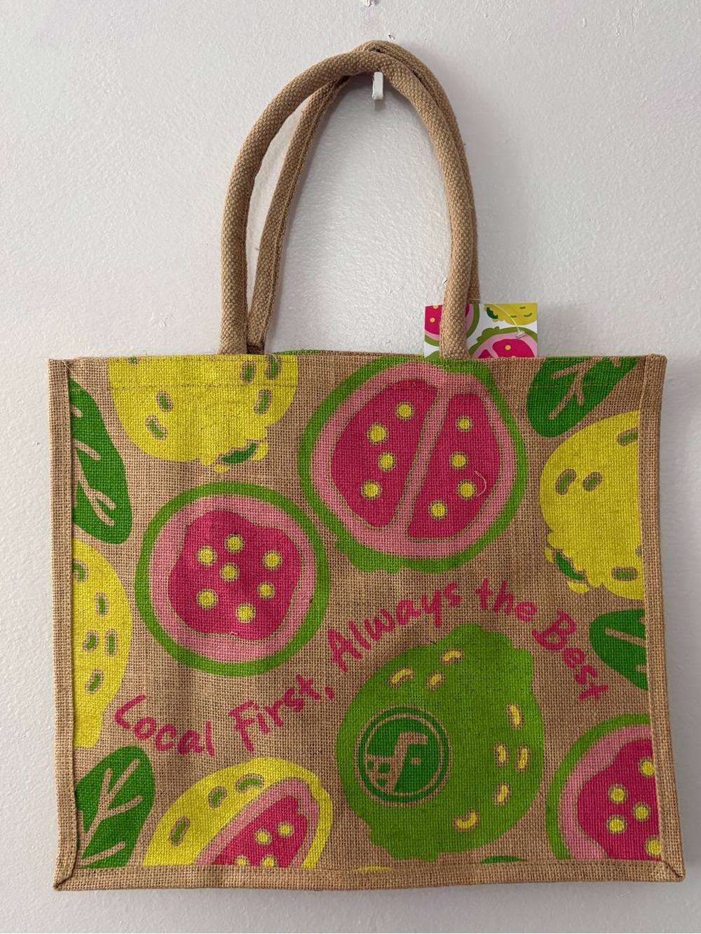 Foodland Hawai’i Guava Jute Tote Bag - brand new